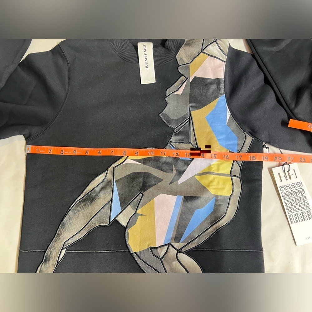 HUMAN HABIT Black graphic patchwork crew neck swe… - image 13